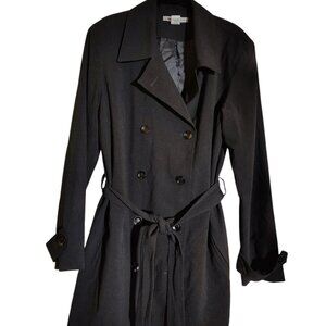 Versailles Trench Coat, Size 12, Black